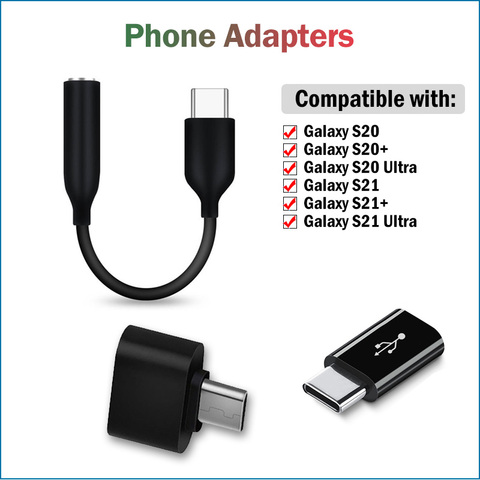 Adaptateurs USB pour Samsung Galaxy S21 S20 Ultra Plus + 5G Type C OTG, connecteur de câble de chargement, convertisseur Jack Audio USB-C à 3.5mm ► Photo 1/6