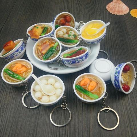 Mini bol de nourriture chinoise, 2 pièces, porte-clés de sac pendentif, conception de la Tradition chinoise, bijoux créatifs de nouilles, cadeaux ► Photo 1/3