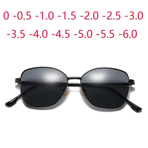 SPH -0.5 to -6 myopie lunettes de soleil avec dioptrie femmes hommes polygonale alliage cadre myopie lunettes à courte vue ► Photo 1/6
