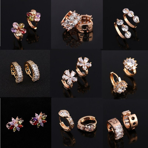 Brincos boucles d'oreilles multicolores en Zircon pour femmes, ensemble de boucles d'oreilles, rondes, à la mode, bijoux de fête, mariage, cadeaux, nouvelle collection 2022 ► Photo 1/6