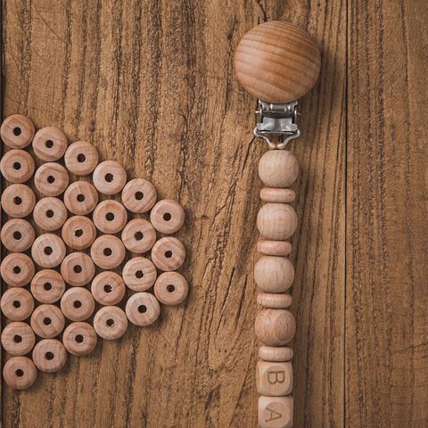 Mini boulier en bois de hêtre pour bébé, 20 pièces, perles sans BPA, anneau de dentition, sucette chaîne, Bracelet en bois vierge, cadeau pour infirmière, produit pour bébé ► Photo 1/6