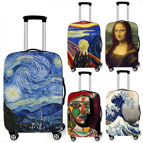 Housse de protection pour valise à roulettes, peinture à l'huile Van Gogh art/Janpan wave / Mona Lisa, housse de valise élastique anti-poussière ► Photo 1/6