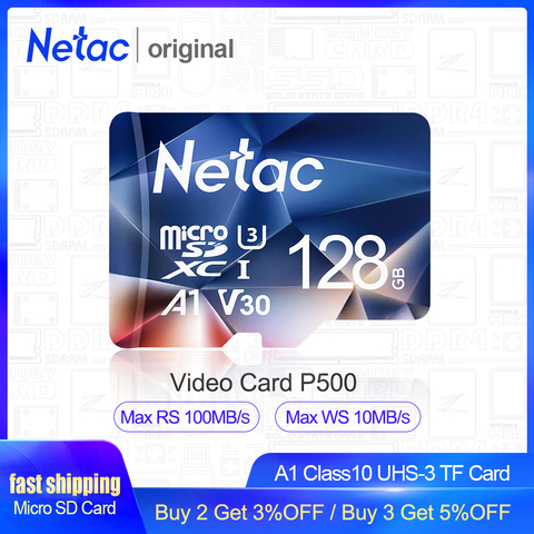 Carte Micro SD Netac 512GB 256GB 64GB 32GB 16GB carte mémoire carte sd 128GB C10 UHS 1 U3 V30 P500 carte Flash carte Microsd TF ► Photo 1/6