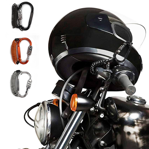 Serrure de casque de moto, avec câble en fil d'acier, mousqueton, combinaison robuste, serrure, fixation pour moto, vélo, Scooter électrique ► Photo 1/6