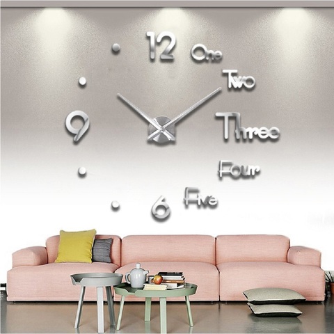 Grande Horloge murale 3D bricolage décoratif horloges de cuisine acrylique miroir autocollants Quartz aiguille montre Horloge décor à la maison reloj de pared ► Photo 1/6