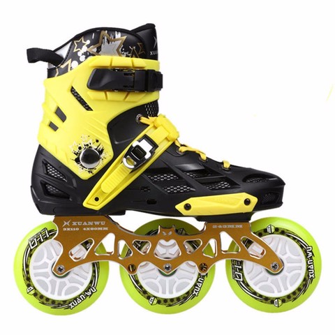 Chaussures de patin à roulettes professionnel en ligne, chaussures de Roller, 4x80 ou 3x110mm, patins à vitesse variable Slalom ► Photo 1/6