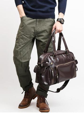 Homme Sac angleterre rétro Sac à main Sac à bandoulière en cuir hommes grands sacs de messager marque de haute qualité hommes voyage Sac à bandoulière Sac ► Photo 1/6