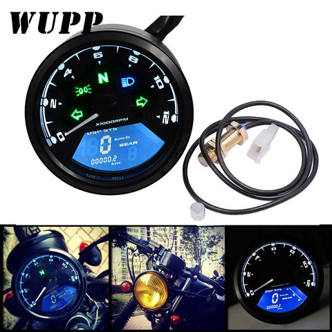 WUPP moto panneau compteur de vitesse vision nocturne cadran odomètre LED multi-fonction indicateur numérique tachymètre compteur de carburant ► Photo 1/6