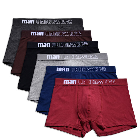 6 pièces/lot coton hommes caleçons doux Boxer hommes respirant solide sous-vêtements Boxershorts flexibles caleçons Vetement Homme ► Photo 1/6