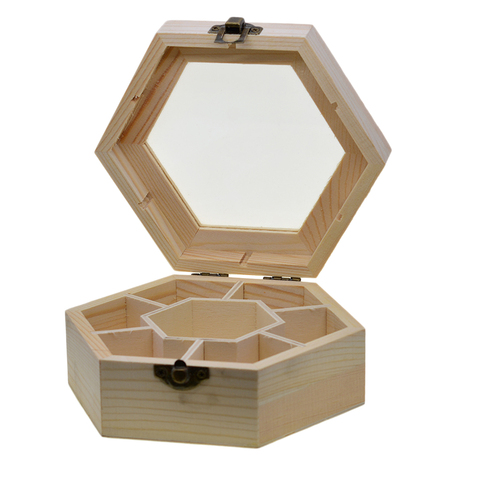 Boîte de rangement en bois inachevé | Avec lèvre, organisateur de rangement moderne avec 7 emplacements pour bague, Bracelet, accessoires de boucles d'oreilles ► Photo 1/6