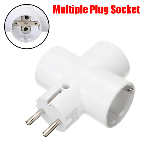 1Pc Durable ABS norme ue prise de courant Multiple blanc multi-prise 3 voies prise Multiple adaptateur Protection enfant 250V 16A ► Photo 1/6