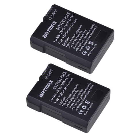 2 pièces 1200 mAh EN-EL14a EN EL14a EN-EL14 EN EL14 Batterie pour Nikon D5300 D5200 D5100 D3300 D3200 D3100 P7100 P7700 P7800 P7000 DF. ► Photo 1/1