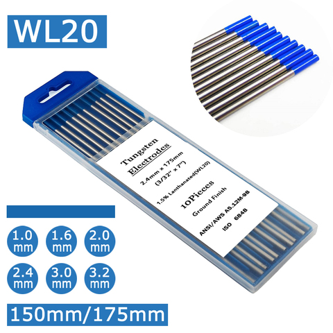 Électrodes en tungstène lanthané WL20 2%, tiges de soudage TIG 1.0/1.6/2.0/2.4/3.0/3.2, basse température 150/175mm ► Photo 1/6