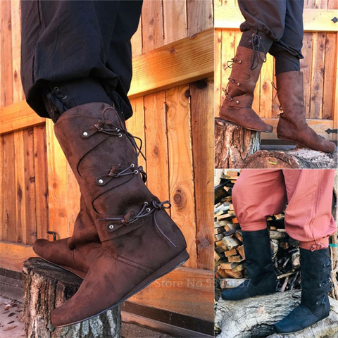 Knight – chaussures rétro Viking Pirate Cosplay pour hommes, bottes à plateforme, Larp Warrior, cheville fantaisie gothique Steampunk Archer ► Photo 1/6