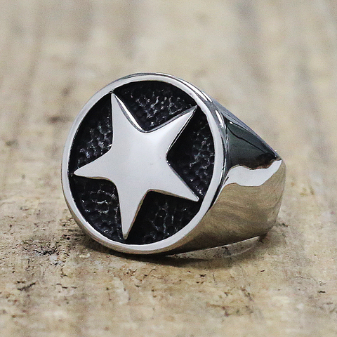 Bague Punk pentagramme porte-bonheur pour hommes, en acier inoxydable 316L, Signet, Simple, motard, à la mode, bijoux, meilleur cadeau pour ami, nouvelle collection ► Photo 1/6