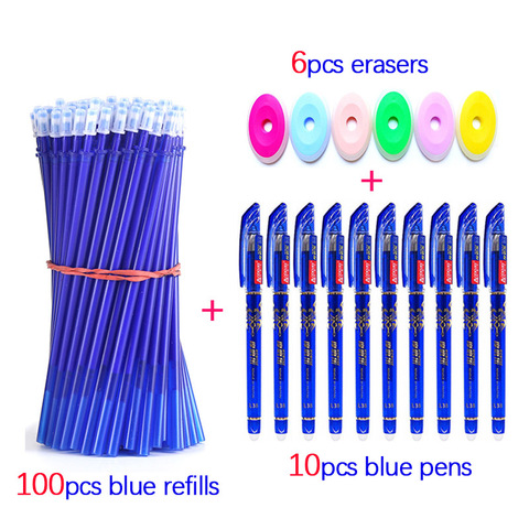 100 + 16pc effaçable stylo ensemble 0.5mm lavable poignée magique Gel stylos recharges tiges pour école bureau écriture fournitures Kawaii papeterie ► Photo 1/6