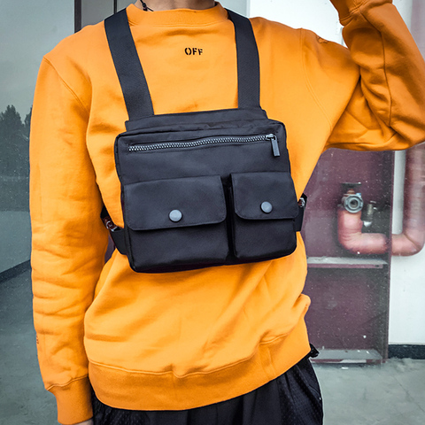 Kanye-sac ceinture style Hip-hop pour hommes, Pack de gilet tactique, sacs abdominaux en toile ► Photo 1/6