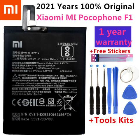 Xiao Mi batterie de téléphone d'origine BM4E pour Xiaomi Mi Pocophone Poco F1 3900mAh Batteries de remplacement outils gratuits ► Photo 1/6