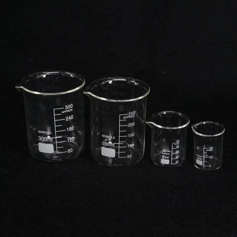 Verre doseur Transparent en plastique pour laboratoire, verre doseur de  250ml/150ml/100ml/50ml, 4 pièces
