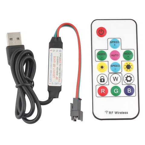 5V USB contrôleur WS2812 WS2812B LED de contrôle avec télécommande RF contrôle sans fil 3Pin USB 5V pour WS2812 WS2812B LED pilote de bande ► Photo 1/6