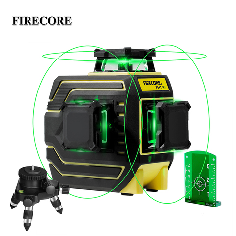 FIRECORE 12 lignes 3D vert Laser niveau F94T-XG auto-nivelant IP65 avec récepteur 1.5/1.56/2/3M trépied ► Photo 1/6