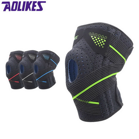 AOLIKES 1 pièces Silicone rembourrage sport genouillère de soutien articulaire genouillère vtt sangles Compression genouillere pour randonnée basket-ball ► Photo 1/6