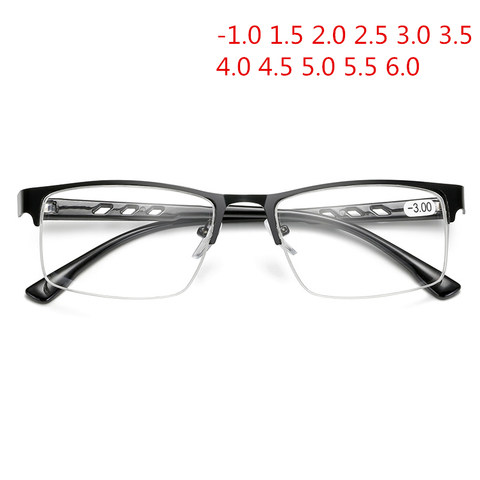 Lunettes unisexe de myopie, à monture métallique carrée, finies, pour femmes et hommes, lunettes de vue courtes, pour étudiants, unisexe, 1.5 -2 -2.5 -3 -3.5 -4 -6.0 ► Photo 1/6