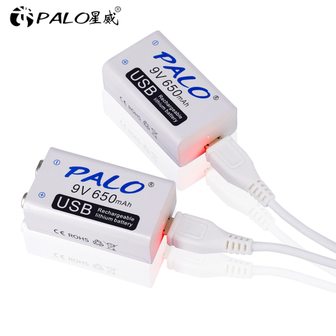PALO 9V batterie Rechargeable Lithium 6f22 9V Li-ion batterie pour multimètre jouet télécommande KTV électronique 9V batteries ► Photo 1/6