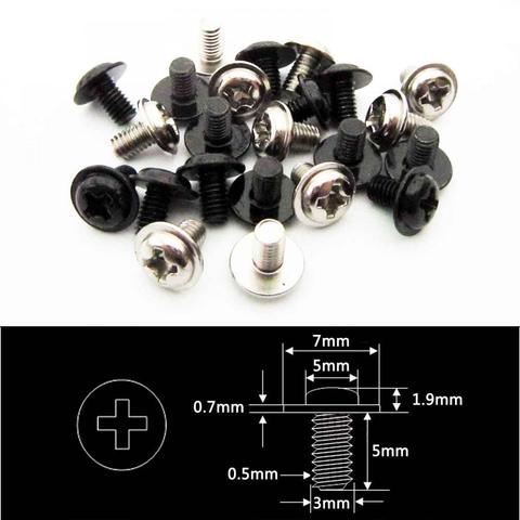 Tête cylindrique Phillips avec vis rondelle, 25 pièces, M3 x 5mm, pour boîtier de PC, carte mère, CD, DVD, Rom, argent, noir, ordinateur D ► Photo 1/6