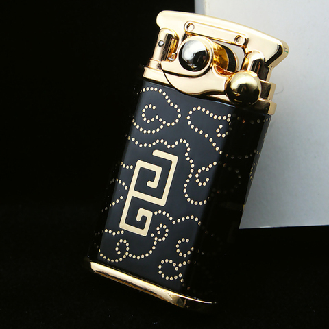 Vip métal essence silex briquet luxe feu libre kérosène briquet gonflé huile briquet meule artisanat Gadgets pour hommes ► Photo 1/6