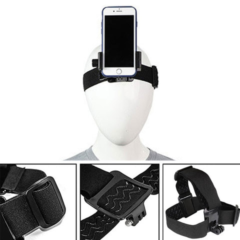 Bandeau support pour téléphone tête-monté bandeau sangle de montage ceinture réglable téléphone portable Selfie montage pince pour 4.5-7 pouces Smartphone ► Photo 1/6