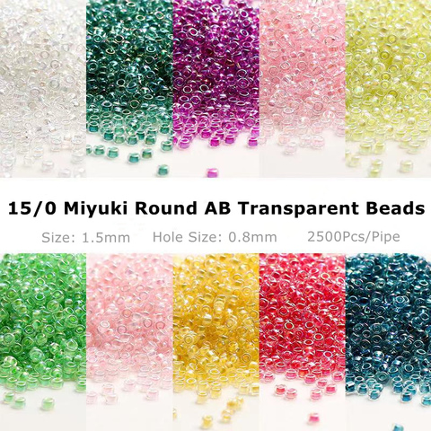 Perles japonaises Miyuki importées 10 g/tuyau, 1.5mm, matériel de fabrication de bijoux, Lustre Transparent, série de 15/0 perles rondes pour bricolage ► Photo 1/6