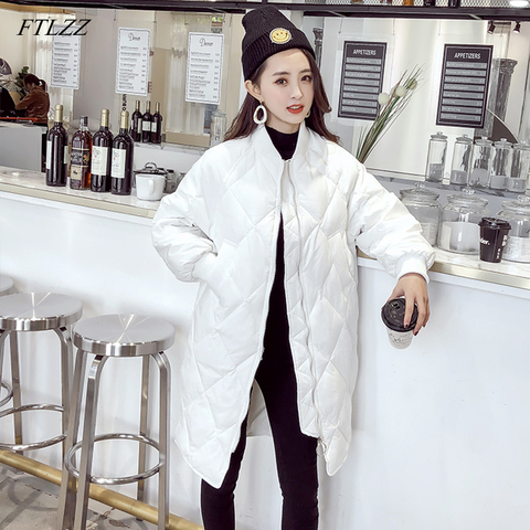 FTLZZ Ultra léger blanc duvet de canard manteau hiver longues femmes mince doudoune surdimensionné automne bouffant noir Parkas ► Photo 1/6