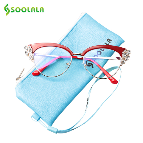SOOLALA-lunettes de lecture Anti lumière bleue | Strass Cateye, lunettes pour femmes presbytes, lunettes de lecture + 0.5 à 4.0 ► Photo 1/6