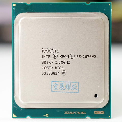 Processeur Intel Xeon Serv E5-2670 V2 E5 2670 V2, CPU 2.5 LGA 2011 SR1A7, Ten Cores processeur d'ordinateur de bureau e5 2670V2 100%, travail normal ► Photo 1/2