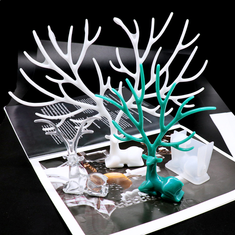 Bricolage cristal époxy colle Silicone cerf bois fines Branches d'arbre miroir manuel balançoire Table moule ► Photo 1/6