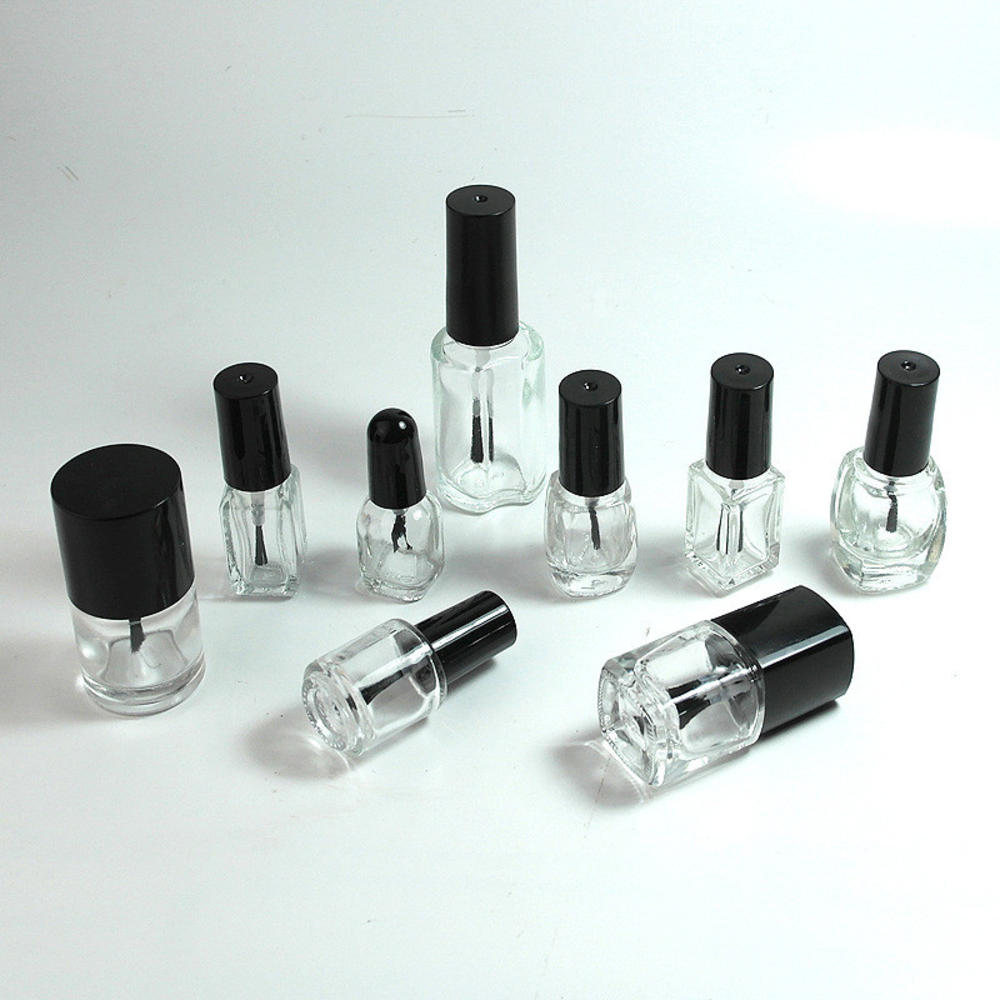 Flacon vide en verre transparent avec couvercle, pour vernis à ongles, brosse, récipients de colle, art de manucure et de pédicure, Tube rond et carré, 5ml, 10ml, 15ml et 20ml ► Photo 1/6