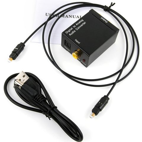 Convertisseur portable Jack 3.5mm Fiber optique coaxiale, Audio numérique à analogique, AUX RCA L/R SPDIF, amplificateur de décodeur Audio numérique ► Photo 1/6