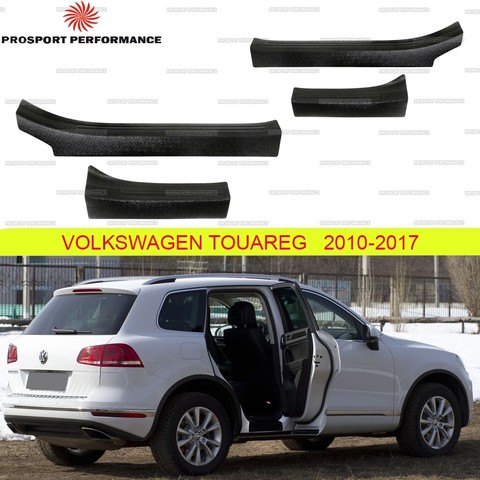 Housse de protection pour rebords de porte, pour Volkswagen Touareg 2010 – 2017, moulage de protection en plastique ABS, réglage de style, intérieur de porte, plaque de seuil ► Photo 1/5