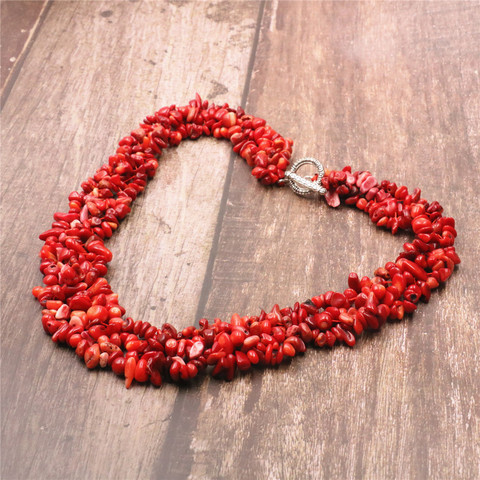 Collier de perles en corail rouge naturel, irrégulier, de 5 à 7mm, haute qualité, bijoux pour femmes, 18 pouces, B522 ► Photo 1/1