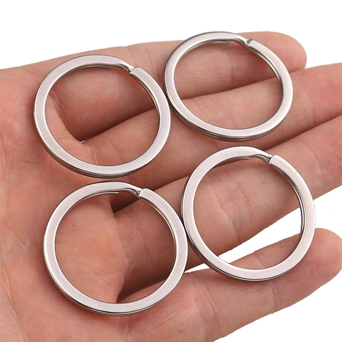 10 pcs/lot en acier inoxydable trou porte-clés porte-clés 20/23/25/28/30/33/35mm femmes en acier rond fendu mignon porte-clés cadeaux pour hommes ► Photo 1/6