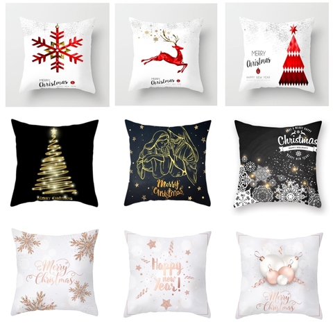 Décorations de noël pour la maison elk flocon de neige père noël joyeux noël housse coussin taie d'oreiller bonne année décor cadeau 2022 ► Photo 1/6