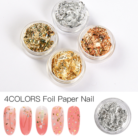 Or argent coloré Art des ongles feuille papier irrégulière en aluminium autocollant pour ongles accessoires d'art des ongles paillettes Gel vernis décoration des ongles ► Photo 1/6