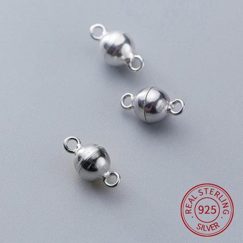 Connecteurs de bracelet fermoir magnétique en argent Sterling 925, boucle ronde pour la fabrication de bijoux, diy, accessoires de collier ► Photo 1/3