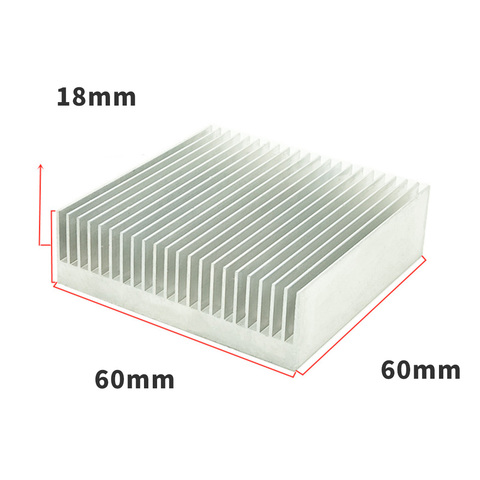 2x radiateur refroidisseur radiateur en aluminium dissipateur thermique refroidissement 60*60*18mm pour puce LED Transistor IC puissance PBC Dissipation thermique ► Photo 1/5