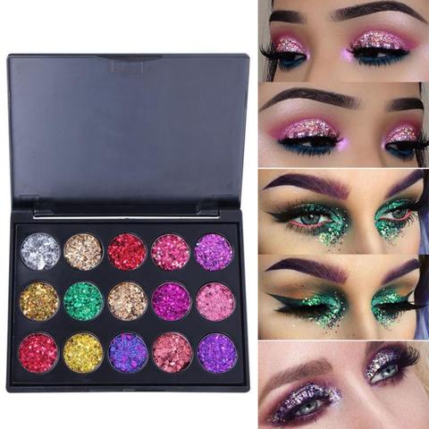 15 couleurs/ensemble maquillage diamant miroitant fard à paupières Palette longue durée imperméable à l'eau paillettes ombre à paupières maquillage cosmétique TSLM1 ► Photo 1/6