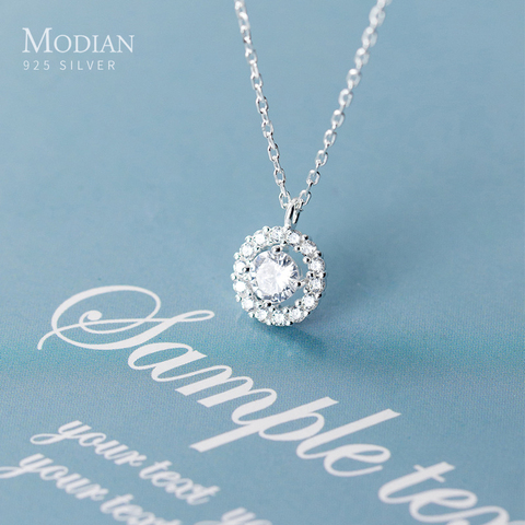 Modian mode 925 en argent Sterling lumineux CZ géométrique pendentif collier pour les femmes réglable lien chaîne Fine bijoux 2022 nouveau ► Photo 1/5