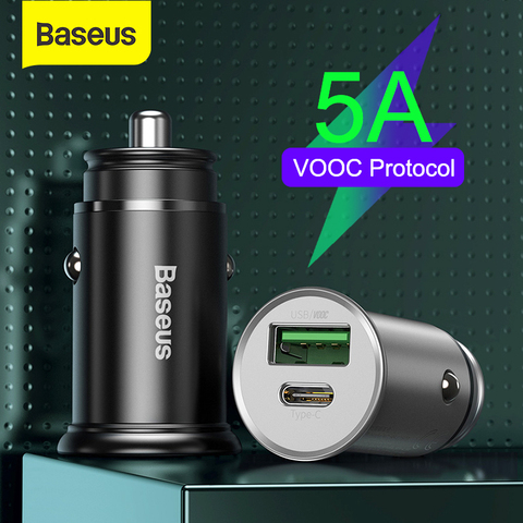 Chargeur de voiture USB Baseus 30W pour téléphone portable chargeur rapide adaptateur 5A VOOC SCP AFC Charge rapide 4.0 PD 3.0 pour iPhone Xiaomi ► Photo 1/6