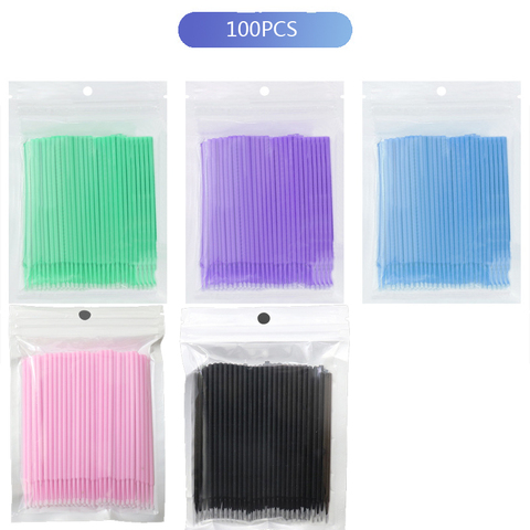 100 pièces/vente en gros jetables cils Micro brosses Mascara écouvillon cils Extension brosses applicateur baguettes maquillage outils Kit ► Photo 1/6