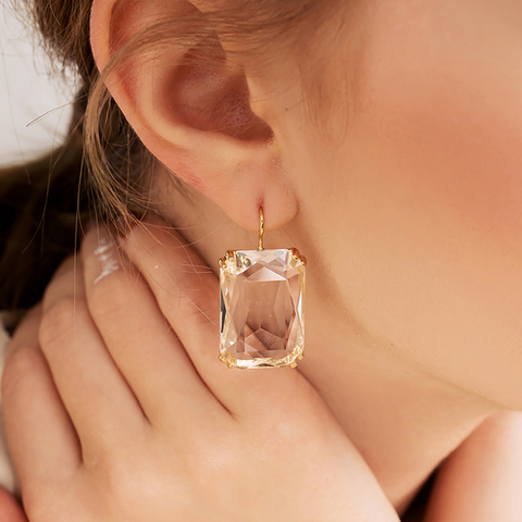 Boucles d'oreilles en résine acrylique transparente pour femmes, breloque géométrique tendance, bijoux bohèmes ► Photo 1/6